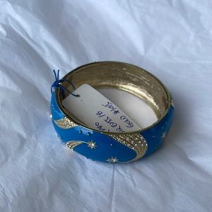 NWT Neiman Marcus, deep blue w gold shooting stars, bangle bracelet